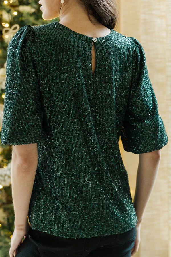 Under The Lights Emerald Sequin Blouse Under The Lights Emerald Sequin Blouse