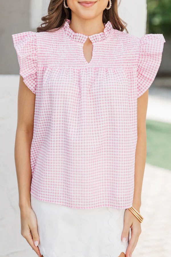 Sunday Dreaming Pink Gingham Blouse Sunday Dreaming Pink Gingham Blouse