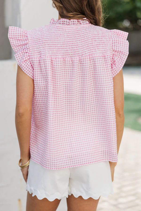 Sunday Dreaming Pink Gingham Blouse Sunday Dreaming Pink Gingham Blouse