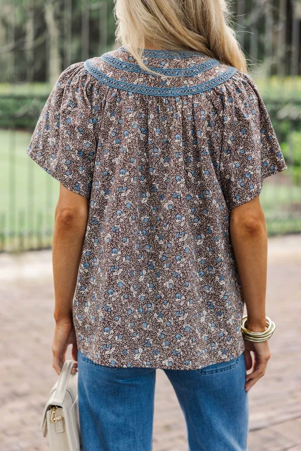 For The Scenic Route Brown Ditsy Floral Blouse For The Scenic Route Brown Ditsy Floral Blouse