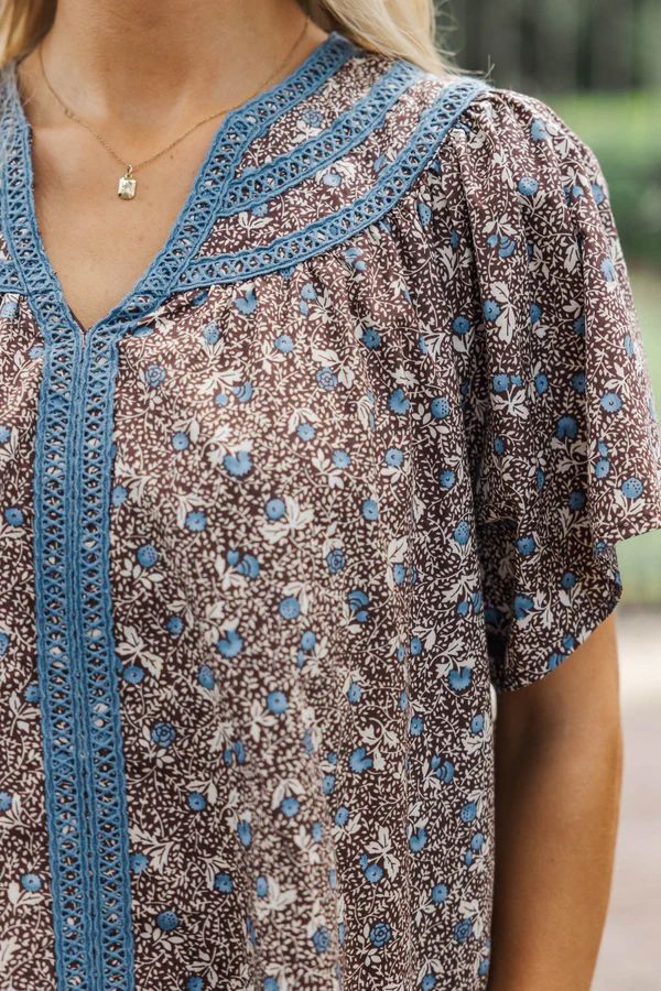 For The Scenic Route Brown Ditsy Floral Blouse For The Scenic Route Brown Ditsy Floral Blouse