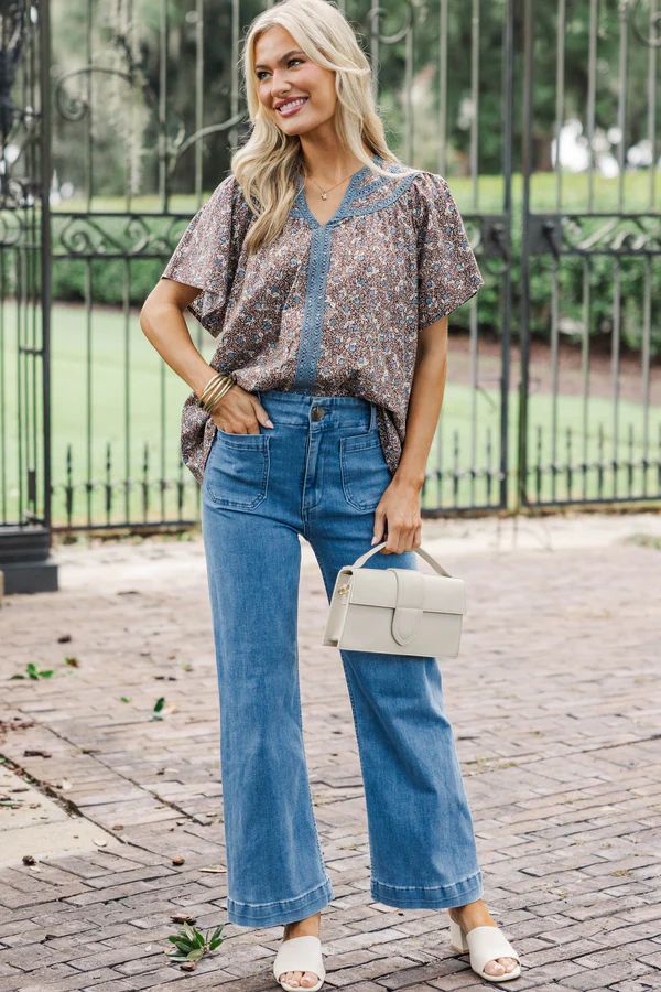 For The Scenic Route Brown Ditsy Floral Blouse For The Scenic Route Brown Ditsy Floral Blouse