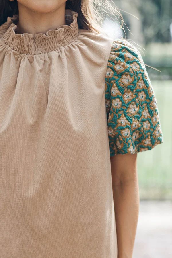 A Little Statement Teal Floral Courdory Blouse A Little Statement Teal Floral Courdory Blouse