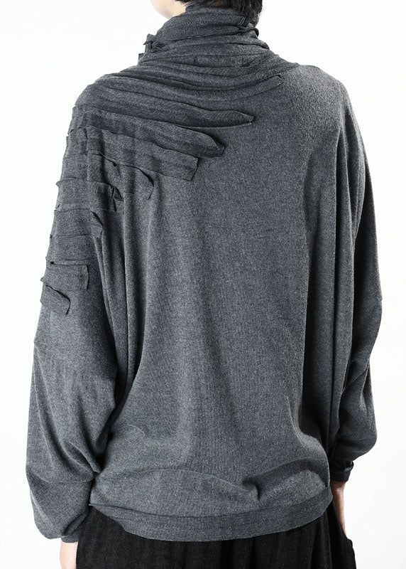 Boutique Grey Turtle Neck tasseled Loose Winter Long sleeve Top Boutique Grey Turtle Neck tasseled Loose Winter Long sleeve Top