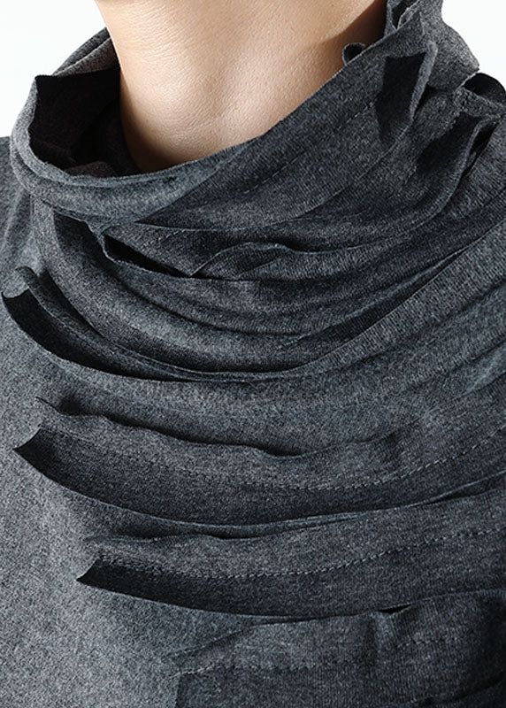 Boutique Grey Turtle Neck tasseled Loose Winter Long sleeve Top Boutique Grey Turtle Neck tasseled Loose Winter Long sleeve Top