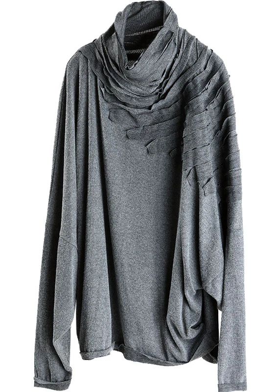 Boutique Grey Turtle Neck tasseled Loose Winter Long sleeve Top Boutique Grey Turtle Neck tasseled Loose Winter Long sleeve Top