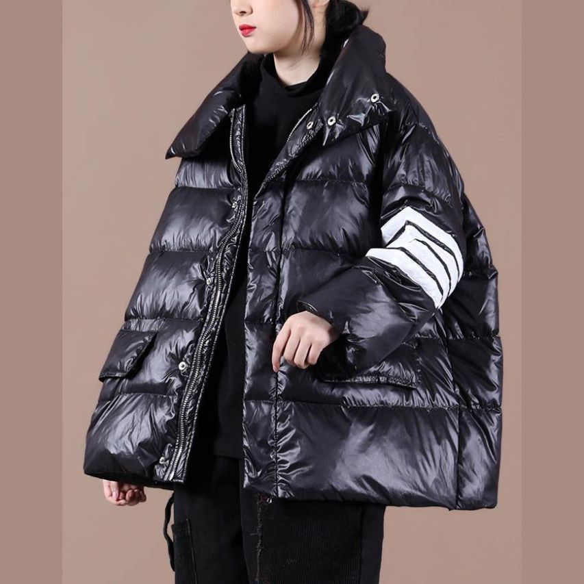 Fine black duck down coat womens parka stand collar zippered New winter outwear Fine black duck down coat womens parka stand collar zippered New winter outwear
