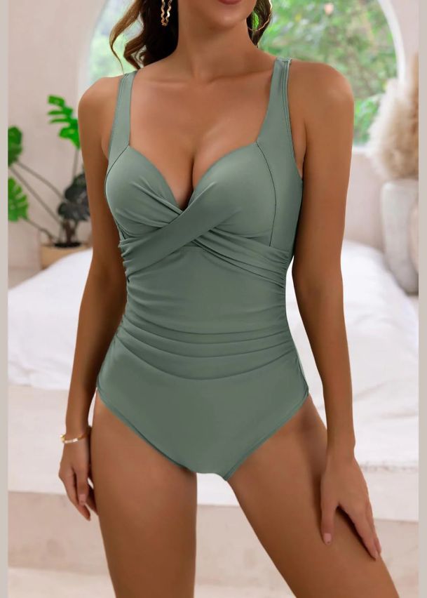 New 2025 Pea Green Bikini Backless Swimwear Set
