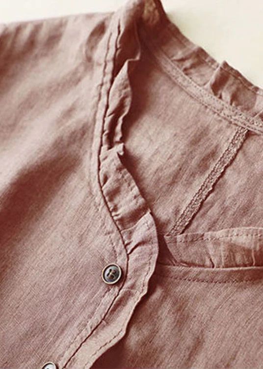 Organic Purple Ruffled Button Tops Half Sleeve Organic Purple Ruffled Button Tops Half Sleeve