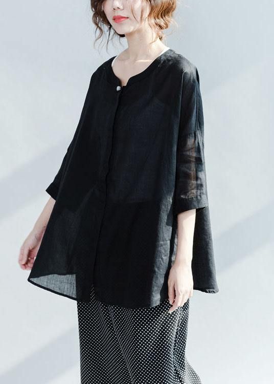 White Button Loose Casual Fall Blouses Three Quarter Sleeve White Button Loose Casual Fall Blouses Three Quarter Sleeve