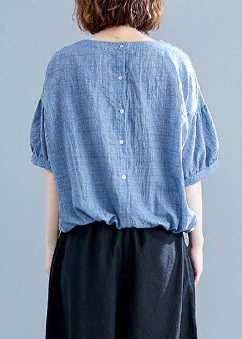 Women blue cotton tunics for women o neck drawstring Dresses blouses Women blue cotton tunics for women o neck drawstring Dresses blouses